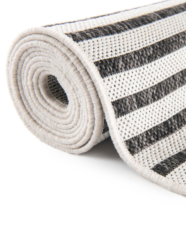 White and Black 12' x 12' Outdoor Modern Square Rug