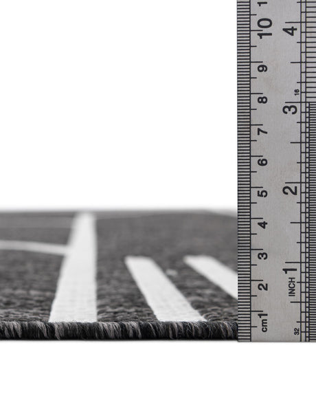 Black and White 6' 1 x 9' Outdoor Modern Rectangle Area Rug Weather Resistant for Patio, Deck, Terrace, Balcony, Porch 100% Polypropylene Modern Outside Carpet for Sale at Rug Engine