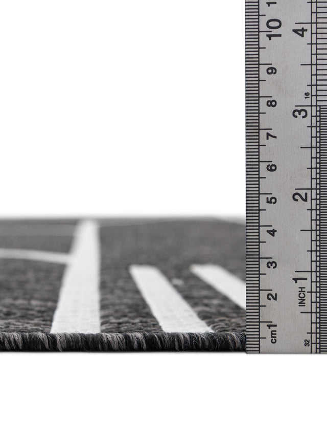 Black and White 4' 1 x 6' 1 Outdoor Modern Rectangle Area Rug Weather Resistant for Patio, Deck, Terrace, Balcony, Porch 100% Polypropylene Modern Outside Carpet for Sale at Rug Engine