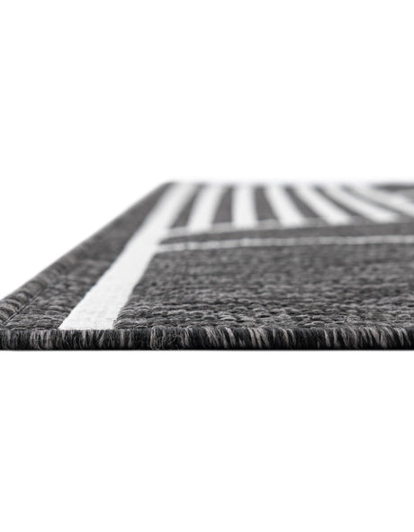 Black and White 6' 1 x 9' Outdoor Modern Rectangle Area Rug Weather Resistant for Patio, Deck, Terrace, Balcony, Porch 100% Polypropylene Modern Outside Carpet for Sale at Rug Engine