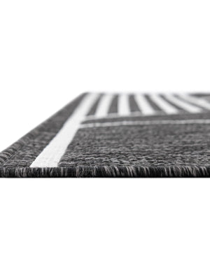 Black and White 4' 1 x 6' 1 Outdoor Modern Rectangle Area Rug Weather Resistant for Patio, Deck, Terrace, Balcony, Porch 100% Polypropylene Modern Outside Carpet for Sale at Rug Engine