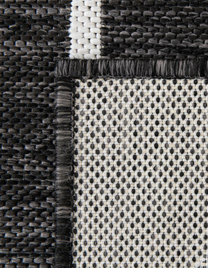 Black and White 2' x 3' 1 Outdoor Modern Rectangle Area Rug Weather Resistant for Patio, Deck, Terrace, Balcony, Porch 100% Polypropylene Modern Outside Carpet for Sale at Rug Engine