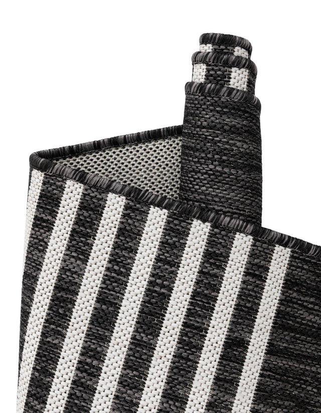Black and White 7' 1 x 10' Outdoor Modern Rectangle Area Rug Weather Resistant for Patio, Deck, Terrace, Balcony, Porch 100% Polypropylene Modern Outside Carpet for Sale at Rug Engine