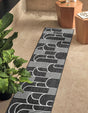 Black and White 2' 7 x 12' Outdoor Modern Runner Area Rug Weather Resistant for Patio, Deck, Terrace, Balcony, Porch 100% Polypropylene Modern Outside Carpet for Sale at Rug Engine