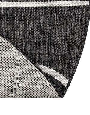 Black and White 7' 10 x 7' 10 Outdoor Modern Round Area Rug Weather Resistant for Patio, Deck, Terrace, Balcony, Porch 100% Polypropylene Modern Outside Carpet for Sale at Rug Engine