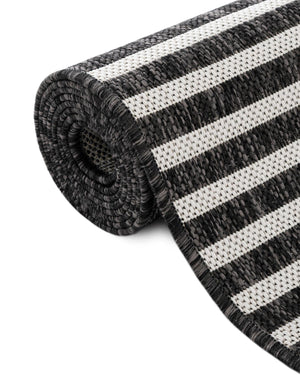 Black and White 3' 1 x 3' 1 Outdoor Modern Round Area Rug Weather Resistant for Patio, Deck, Terrace, Balcony, Porch 100% Polypropylene Modern Outside Carpet for Sale at Rug Engine