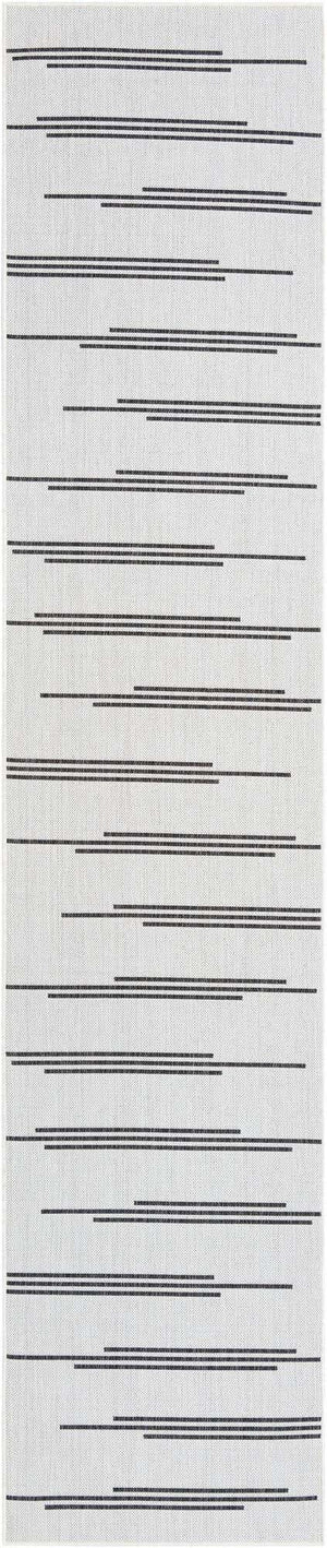 White and Black 3' x 12' Outdoor Modern Runner Rug