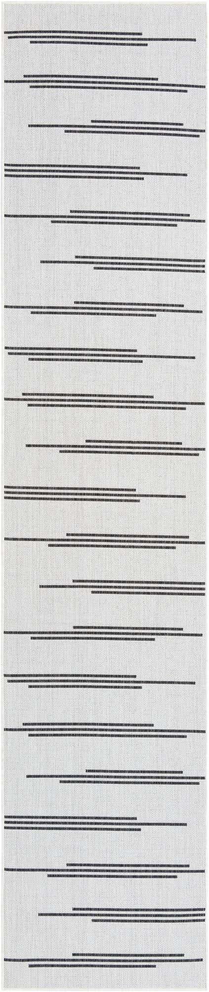 White and Black 3' x 12' Outdoor Modern Runner Rug