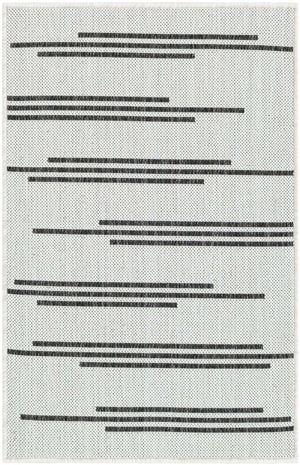 White and Black 2' x 3' 1 Outdoor Modern Rectangle Area Rug Weather Resistant for Patio, Deck, Terrace, Balcony, Porch 100% Polypropylene Modern Outside Carpet for Sale at Rug Engine