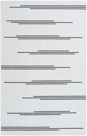 White and Black 5' 3 x 8' Outdoor Modern Rectangle Area Rug Weather Resistant for Patio, Deck, Terrace, Balcony, Porch 100% Polypropylene Modern Outside Carpet for Sale at Rug Engine