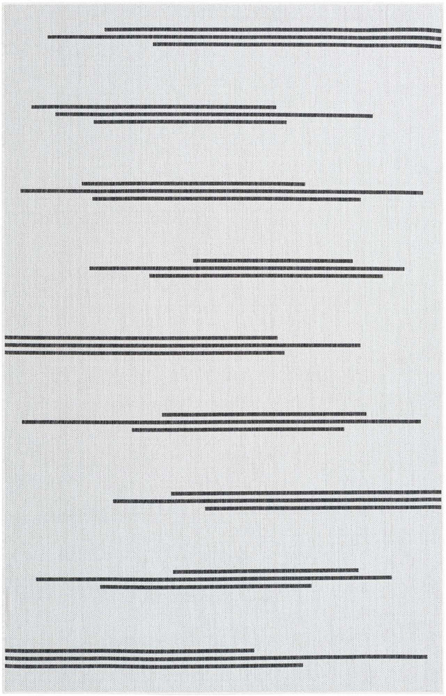 White and Black 5' 3 x 8' Outdoor Modern Rectangle Area Rug Weather Resistant for Patio, Deck, Terrace, Balcony, Porch 100% Polypropylene Modern Outside Carpet for Sale at Rug Engine
