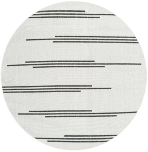 White and Black 6' 1 x 6' 1 Outdoor Modern Round Area Rug Weather Resistant for Patio, Deck, Terrace, Balcony, Porch 100% Polypropylene Modern Outside Carpet for Sale at Rug Engine