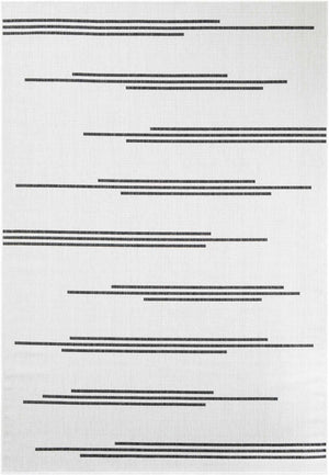 White and Black 7' 1 x 10' Outdoor Modern Rectangle Area Rug Weather Resistant for Patio, Deck, Terrace, Balcony, Porch 100% Polypropylene Modern Outside Carpet for Sale at Rug Engine
