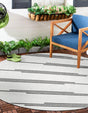 White and Black 3' 1 x 3' 1 Outdoor Modern Round Area Rug Weather Resistant for Patio, Deck, Terrace, Balcony, Porch 100% Polypropylene Modern Outside Carpet for Sale at Rug Engine