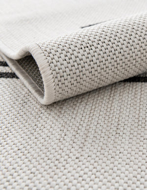 White and Black 6' 1 x 6' 1 Outdoor Modern Round Area Rug Weather Resistant for Patio, Deck, Terrace, Balcony, Porch 100% Polypropylene Modern Outside Carpet for Sale at Rug Engine