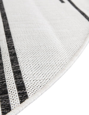 White and Black 3' 1 x 3' 1 Outdoor Modern Round Area Rug Weather Resistant for Patio, Deck, Terrace, Balcony, Porch 100% Polypropylene Modern Outside Carpet for Sale at Rug Engine