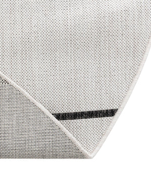 White and Black 6' 1 x 6' 1 Outdoor Modern Round Area Rug Weather Resistant for Patio, Deck, Terrace, Balcony, Porch 100% Polypropylene Modern Outside Carpet for Sale at Rug Engine