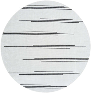 White and Black 7' 10 x 7' 10 Outdoor Modern Round Area Rug Weather Resistant for Patio, Deck, Terrace, Balcony, Porch 100% Polypropylene Modern Outside Carpet for Sale at Rug Engine