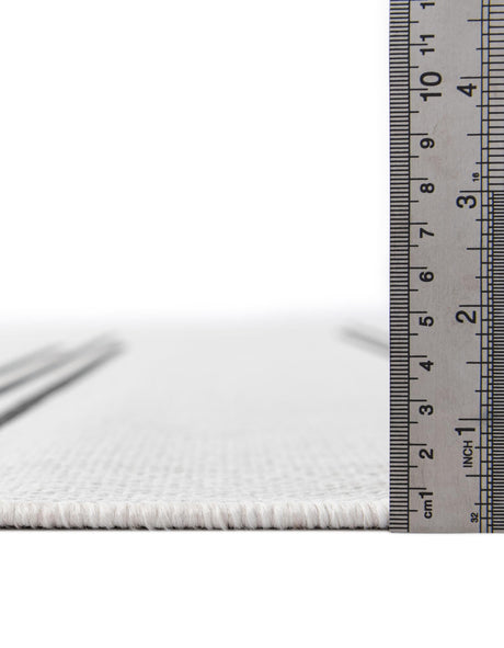 White and Black 12' x 12' Outdoor Modern Square Area Rug Weather Resistant for Patio, Deck, Terrace, Balcony, Porch 100% Polypropylene Modern Outside Carpet for Sale at Rug Engine