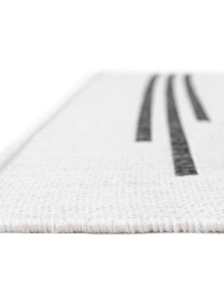 White and Black 12' x 12' Outdoor Modern Square Area Rug Weather Resistant for Patio, Deck, Terrace, Balcony, Porch 100% Polypropylene Modern Outside Carpet for Sale at Rug Engine