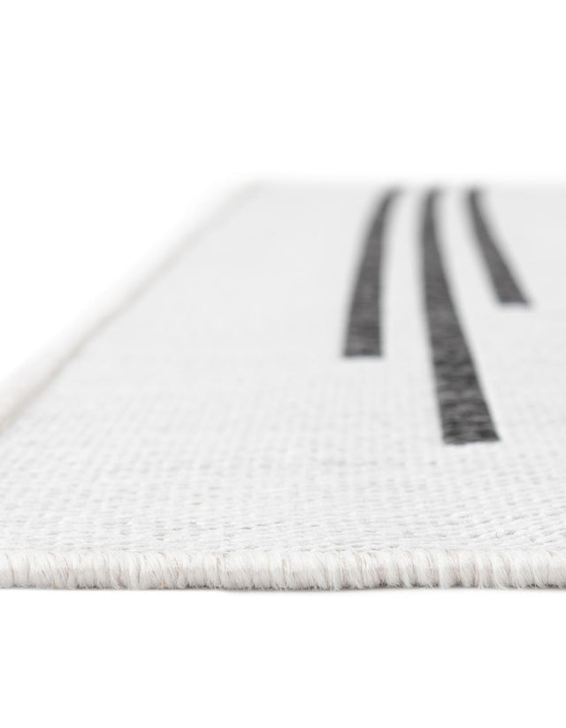 White and Black 7' 10 x 7' 10 Outdoor Modern Square Area Rug Weather Resistant for Patio, Deck, Terrace, Balcony, Porch 100% Polypropylene Modern Outside Carpet for Sale at Rug Engine