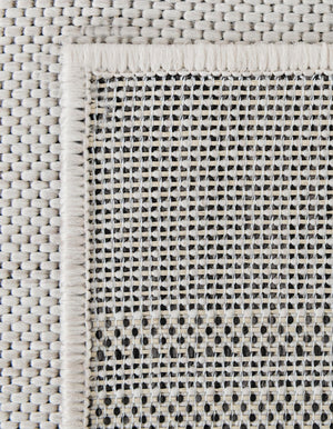 White and Black 12' x 12' Outdoor Modern Square Rug