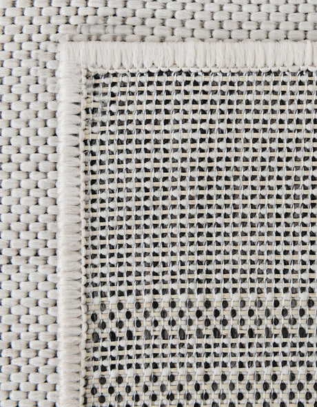 White and Black 12' x 12' Outdoor Modern Square Area Rug Weather Resistant for Patio, Deck, Terrace, Balcony, Porch 100% Polypropylene Modern Outside Carpet for Sale at Rug Engine