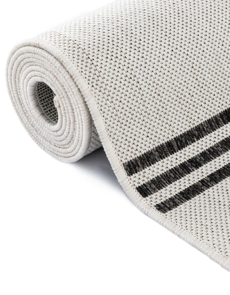 White and Black 12' x 12' Outdoor Modern Square Area Rug Weather Resistant for Patio, Deck, Terrace, Balcony, Porch 100% Polypropylene Modern Outside Carpet for Sale at Rug Engine