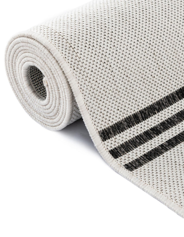 White and Black 7' 10 x 7' 10 Outdoor Modern Square Area Rug Weather Resistant for Patio, Deck, Terrace, Balcony, Porch 100% Polypropylene Modern Outside Carpet for Sale at Rug Engine