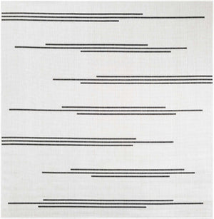 White and Black 7' 10 x 7' 10 Outdoor Modern Square Area Rug Weather Resistant for Patio, Deck, Terrace, Balcony, Porch 100% Polypropylene Modern Outside Carpet for Sale at Rug Engine