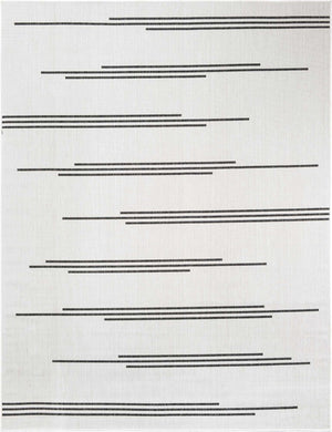 White and Black 7' 10 x 10' Outdoor Modern Rectangle Area Rug Weather Resistant for Patio, Deck, Terrace, Balcony, Porch 100% Polypropylene Modern Outside Carpet for Sale at Rug Engine