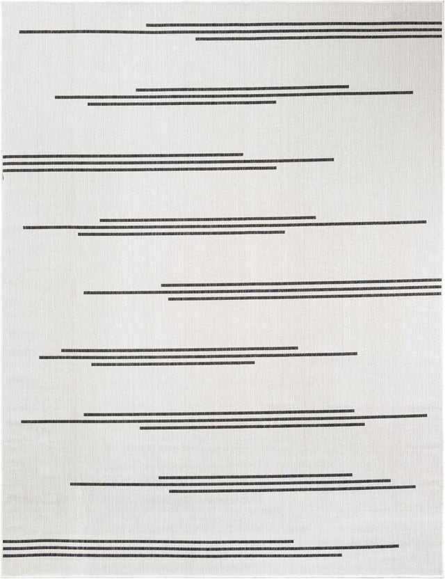 White and Black 7' 10 x 10' Outdoor Modern Rectangle Area Rug Weather Resistant for Patio, Deck, Terrace, Balcony, Porch 100% Polypropylene Modern Outside Carpet for Sale at Rug Engine