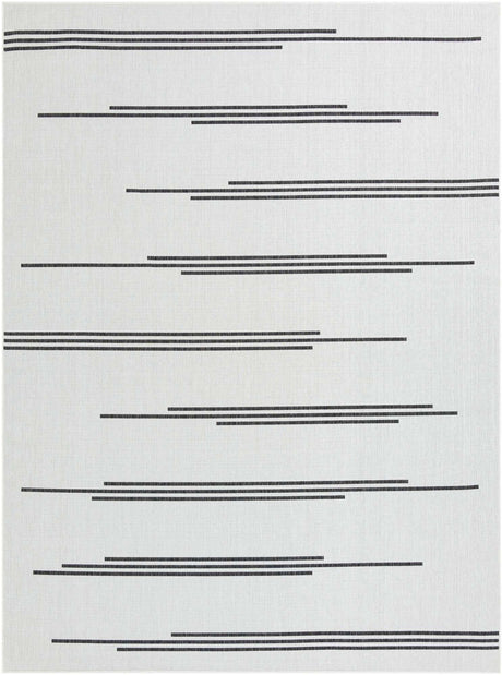 White and Black 9' x 12' Outdoor Modern Rectangle Area Rug Weather Resistant for Patio, Deck, Terrace, Balcony, Porch 100% Polypropylene Modern Outside Carpet for Sale at Rug Engine