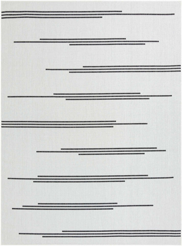 White and Black 9' x 12' Outdoor Modern Rectangle Area Rug Weather Resistant for Patio, Deck, Terrace, Balcony, Porch 100% Polypropylene Modern Outside Carpet for Sale at Rug Engine