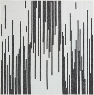 Black and White 10' x 10' Outdoor Modern Square Area Rug Weather Resistant for Patio, Deck, Terrace, Balcony, Porch 100% Polypropylene Modern Outside Carpet for Sale at Rug Engine