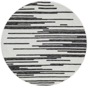 Black and White 3' 1 x 3' 1 Outdoor Modern Round Area Rug Weather Resistant for Patio, Deck, Terrace, Balcony, Porch 100% Polypropylene Modern Outside Carpet for Sale at Rug Engine