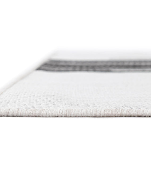 Black and White 2' x 6' 1 Outdoor Modern Runner Area Rug Weather Resistant for Patio, Deck, Terrace, Balcony, Porch 100% Polypropylene Modern Outside Carpet for Sale at Rug Engine
