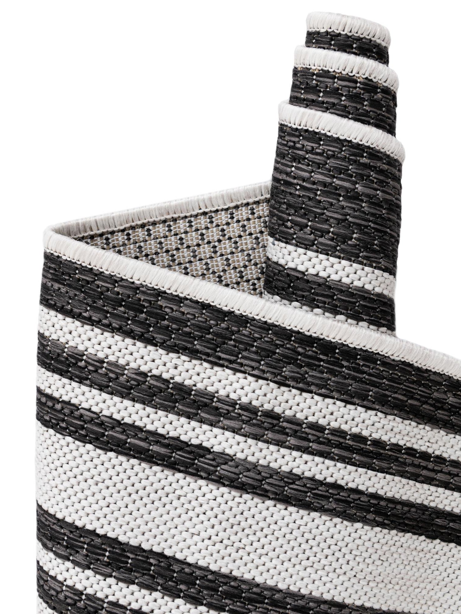 Black and White 2' x 6' 1 Outdoor Modern Runner Area Rug Weather Resistant for Patio, Deck, Terrace, Balcony, Porch 100% Polypropylene Modern Outside Carpet for Sale at Rug Engine