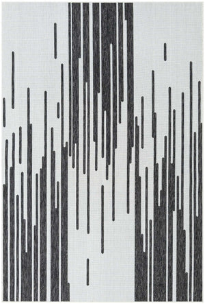 Black and White 6' 1 x 9' Outdoor Modern Rectangle Area Rug Weather Resistant for Patio, Deck, Terrace, Balcony, Porch 100% Polypropylene Modern Outside Carpet for Sale at Rug Engine