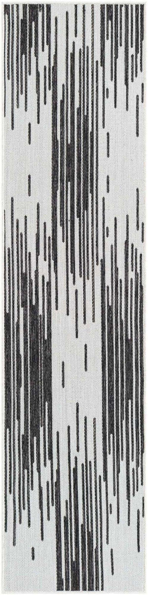 Black and White 2' x 8' Outdoor Modern Runner Area Rug Weather Resistant for Patio, Deck, Terrace, Balcony, Porch 100% Polypropylene Modern Outside Carpet for Sale at Rug Engine