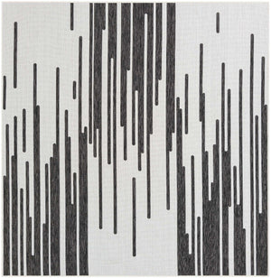 Black and White 7' 10 x 7' 10 Outdoor Modern Square Area Rug Weather Resistant for Patio, Deck, Terrace, Balcony, Porch 100% Polypropylene Modern Outside Carpet for Sale at Rug Engine