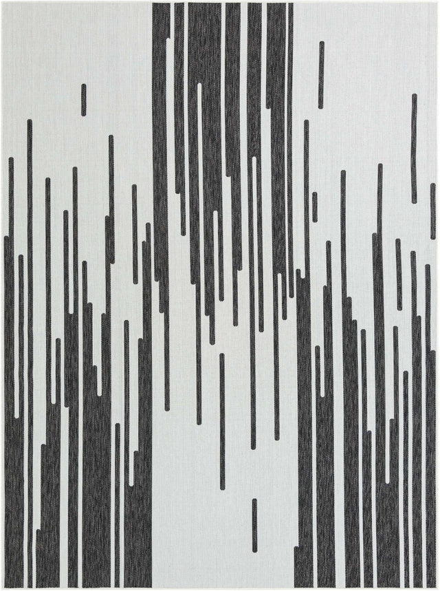 Black and White 9' x 12' Outdoor Modern Rectangle Area Rug Weather Resistant for Patio, Deck, Terrace, Balcony, Porch 100% Polypropylene Modern Outside Carpet for Sale at Rug Engine