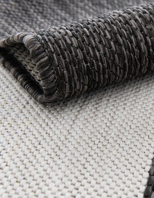 Black and White 7' 1 x 10' Outdoor Modern Rectangle Area Rug Weather Resistant for Patio, Deck, Terrace, Balcony, Porch 100% Polypropylene Modern Outside Carpet for Sale at Rug Engine