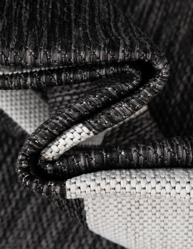 Black and White 9' x 12' Outdoor Modern Rectangle Area Rug Weather Resistant for Patio, Deck, Terrace, Balcony, Porch 100% Polypropylene Modern Outside Carpet for Sale at Rug Engine