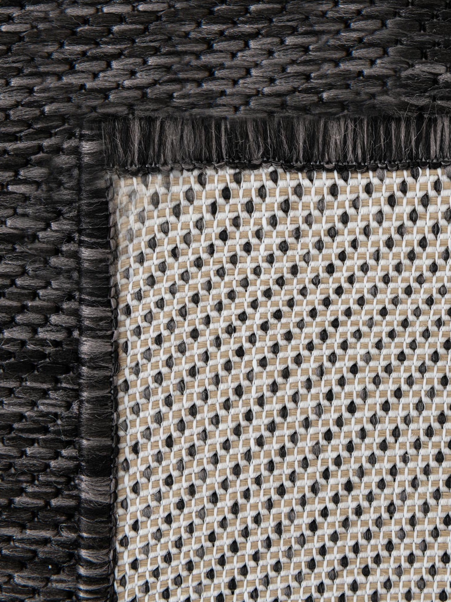 Black and White 6' 1 x 9' Outdoor Modern Rectangle Area Rug Weather Resistant for Patio, Deck, Terrace, Balcony, Porch 100% Polypropylene Modern Outside Carpet for Sale at Rug Engine