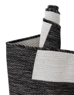 Black and White 2' x 3' 1 Outdoor Modern Rectangle Area Rug Weather Resistant for Patio, Deck, Terrace, Balcony, Porch 100% Polypropylene Modern Outside Carpet for Sale at Rug Engine