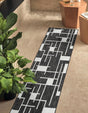 Black and White 2' x 8' Outdoor Modern Runner Area Rug Weather Resistant for Patio, Deck, Terrace, Balcony, Porch 100% Polypropylene Modern Outside Carpet for Sale at Rug Engine