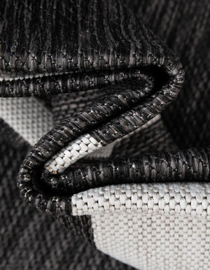 Black and White 2' x 5' 3 Outdoor Modern Runner Area Rug Weather Resistant for Patio, Deck, Terrace, Balcony, Porch 100% Polypropylene Modern Outside Carpet for Sale at Rug Engine
