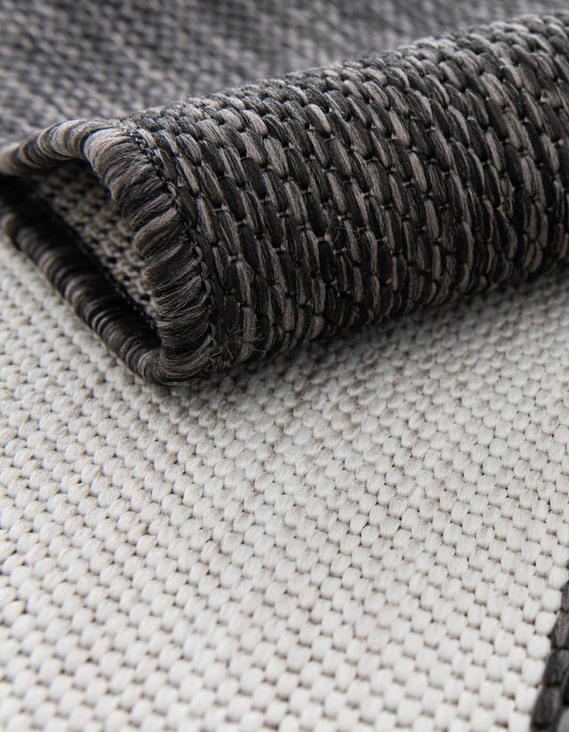 Black and White 7' 10 x 7' 10 Outdoor Modern Square Area Rug Weather Resistant for Patio, Deck, Terrace, Balcony, Porch 100% Polypropylene Modern Outside Carpet for Sale at Rug Engine