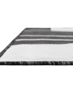 Black and White 7' 10 x 7' 10 Outdoor Modern Square Area Rug Weather Resistant for Patio, Deck, Terrace, Balcony, Porch 100% Polypropylene Modern Outside Carpet for Sale at Rug Engine